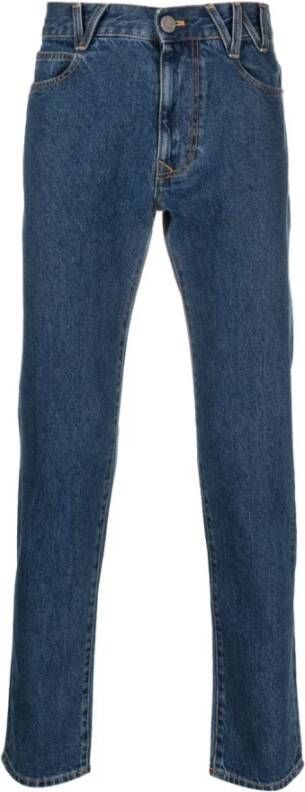 Vivienne Westwood Blauwe VW-Print Tapered-Leg Jeans Blue Heren