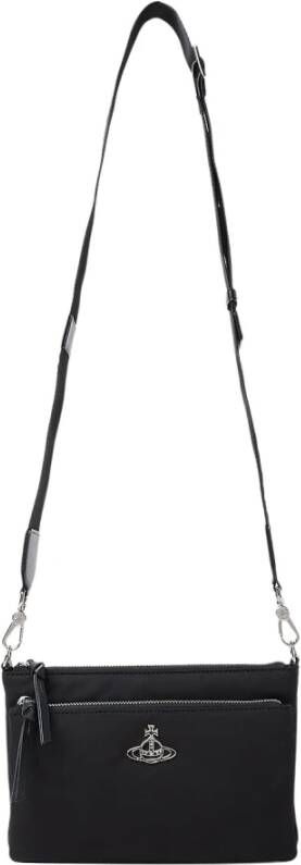 Vivienne Westwood Crossbody Tas van Gerecycled Nylon met Logo Plaque Black