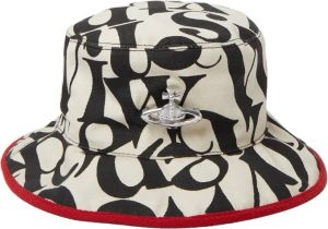 Vivienne Westwood Logo Print Katoenen Bucket Hat Zwart Dames