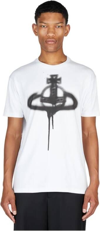 Vivienne Westwood Organische katoenen T-shirts en Polos met handtekening Orb logo White