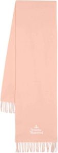 Vivienne Westwood Roze Wollen Sjaal met Orb Logo Borduursel Roze Dames