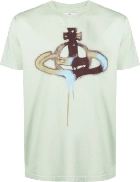 Vivienne Westwood Spray Orb-print Katoenen T-shirt Pastelgroen Groen Heren