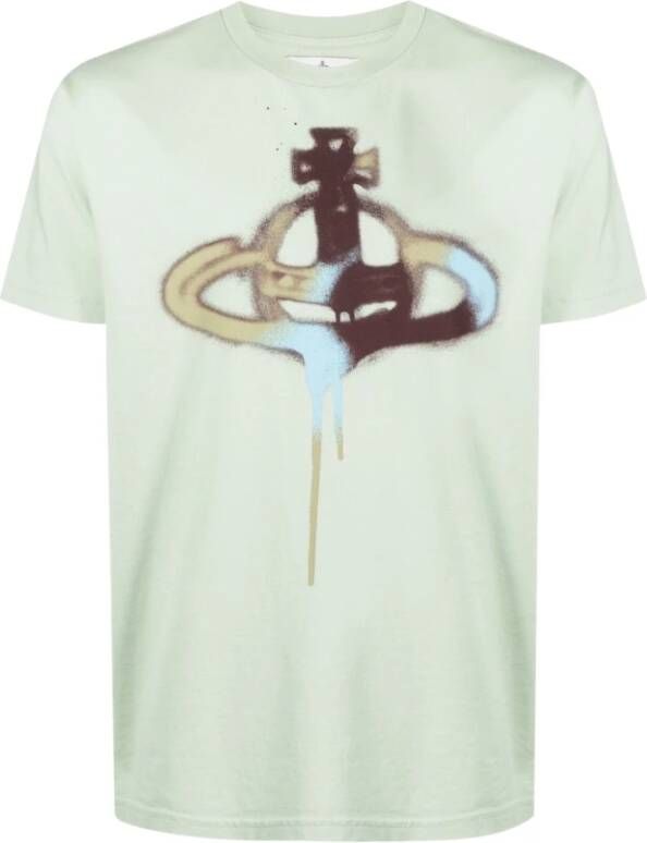 Vivienne Westwood Spray Orb-print Katoenen T-shirt Pastelgroen Groen Heren
