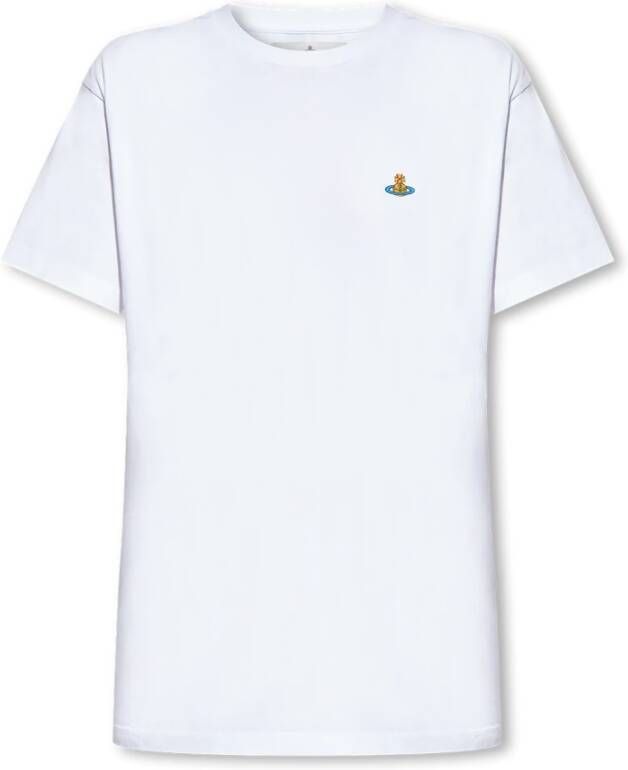 Vivienne Westwood Klassieke Multicolor Orb T-shirts en Polos White