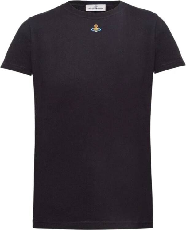 Vivienne Westwood Zwart Katoenen T-shirt met Orb Borduurwerk Black