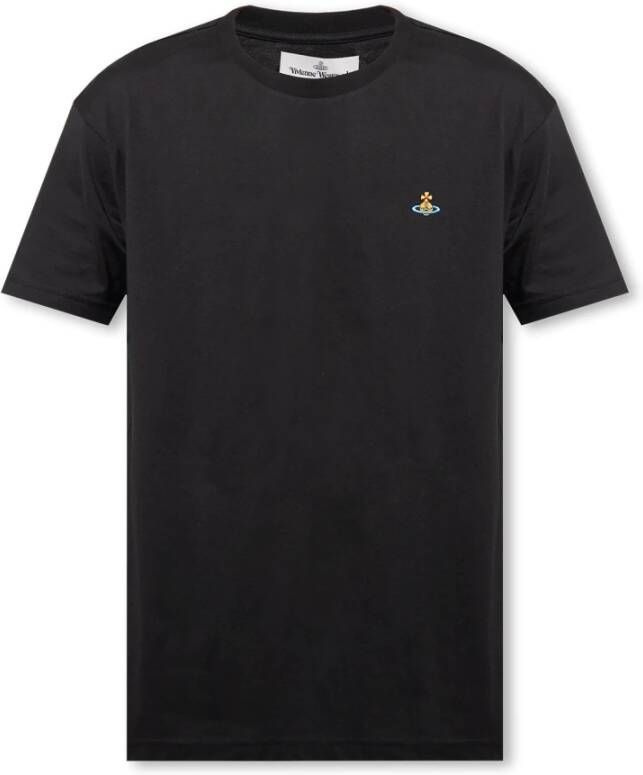 Vivienne Westwood Zwarte katoenen T-shirt met geborduurd logo Black