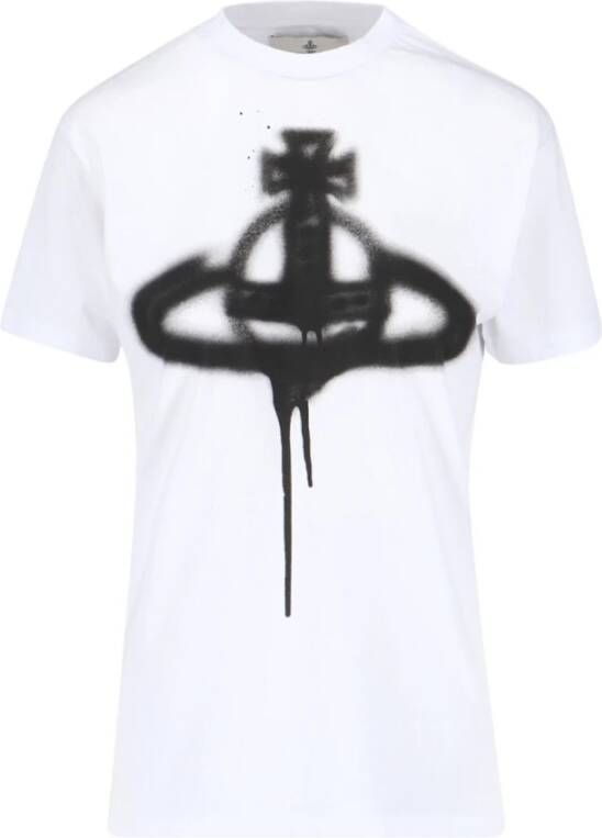 Vivienne Westwood Organische katoenen T-shirts en Polos met handtekening Orb logo White