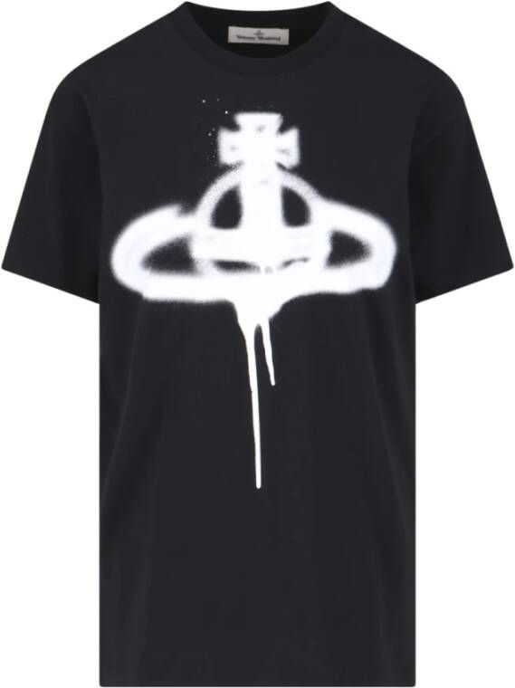 Vivienne Westwood Stijlvolle Spray-Paint Effect Logo T-Shirt Black