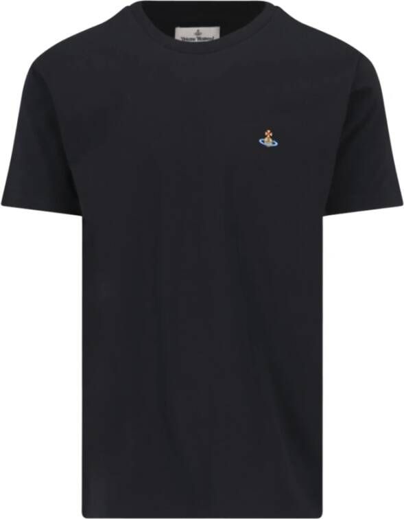 Vivienne Westwood Zwarte katoenen T-shirt met geborduurd logo Black