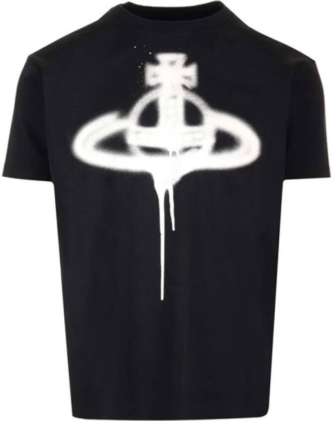 Vivienne Westwood Stijlvolle Spray-Paint Effect Logo T-Shirt Black