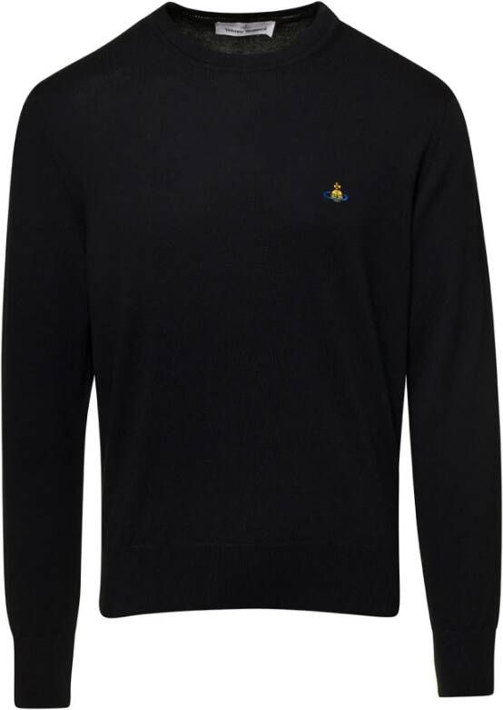 Vivienne Westwood Zwarte trui met geborduurd logo Black Heren