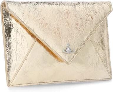 Vivienne Westwood Gouden leren clutch met Orb-logo Yellow Dames - Foto 5