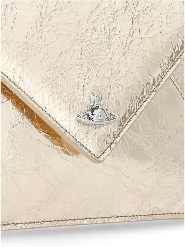 Vivienne Westwood Gouden leren clutch met Orb-logo Yellow Dames - Foto 3