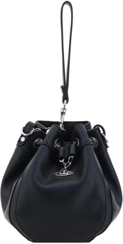 Vivienne Westwood Leren Bucket Bag met Trekkoordsluiting Black Dames - Foto 12