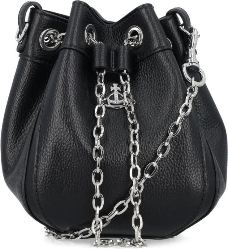 Vivienne Westwood Leren Bucket Bag met Trekkoordsluiting Black Dames