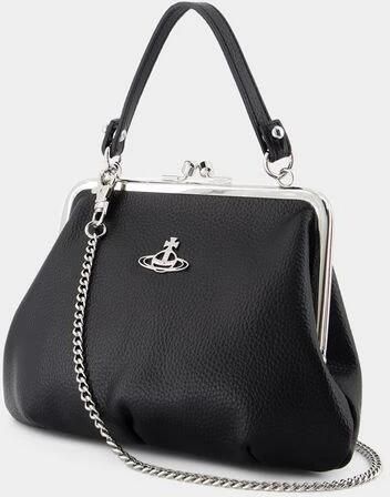 Vivienne Westwood Zwarte Leren Frame Portemonnee met Ketting Black Dames - Foto 3