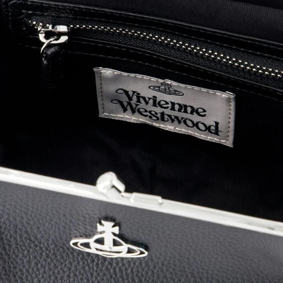 Vivienne Westwood Zwarte Leren Frame Portemonnee met Ketting Black Dames