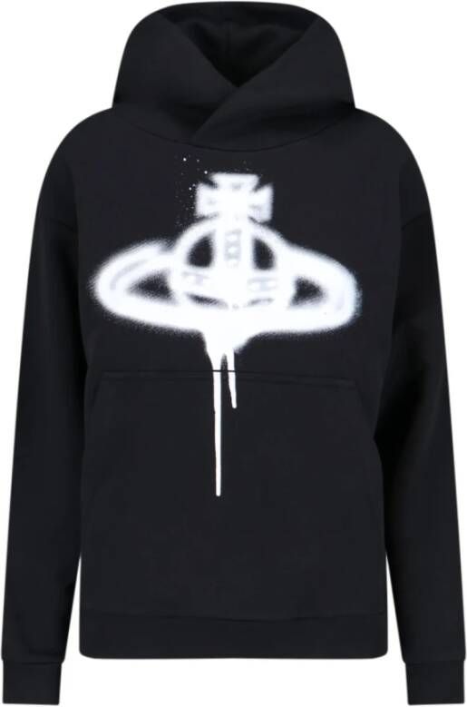 Vivienne Westwood Zwarte katoenen hoodie met logo print Zwart