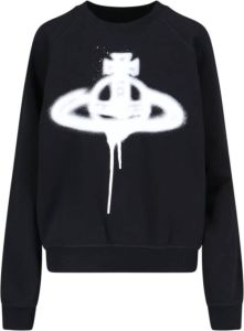 Vivienne Westwood Zwarte katoenen trui met logo print Zwart Dames