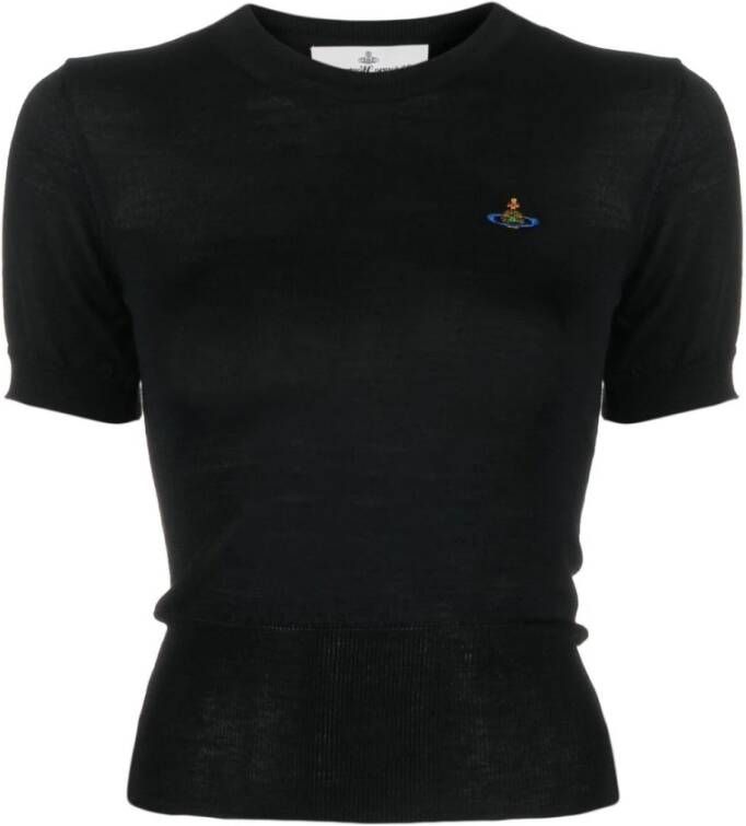 Vivienne Westwood Zwarte wolmix T-shirt Zwart Dames