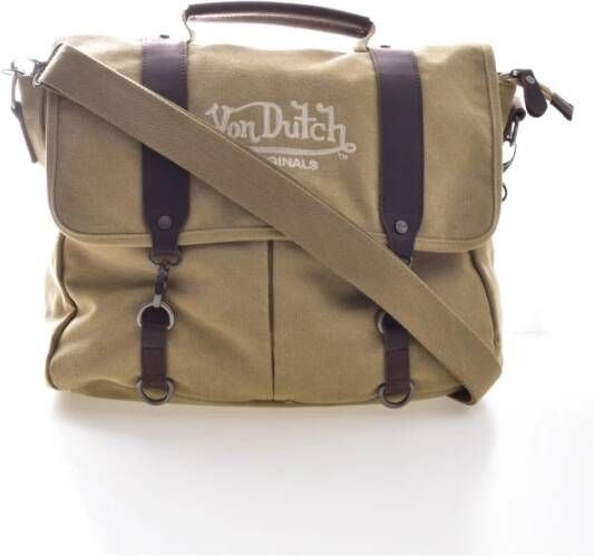Von Dutch Canvas Schooltas Bruin Beige Heren