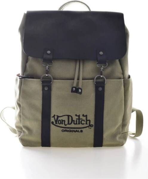 Von Dutch Groene Canvas en Leren Rugzak Green Heren