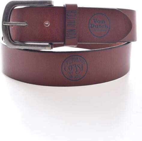 Von Dutch Leren Riem met Bedrukt Logo Bruin Heren