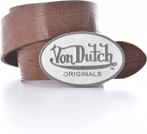 Von Dutch Logo Gesp Riem Croco Patroon Bruin Heren