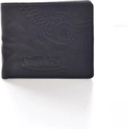 Von Dutch Portemonnee met overslag 100% Leer Zwart Black Heren