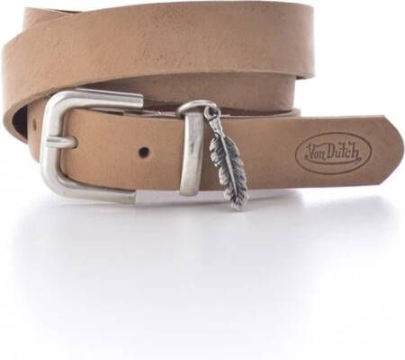 Von Dutch Eldorado Beige Leren Riem met Metalen Gesp Brown Heren
