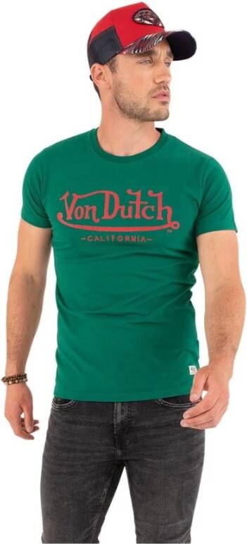 Von Dutch Handtekening T-shirt Groen Logo Rood Green Heren