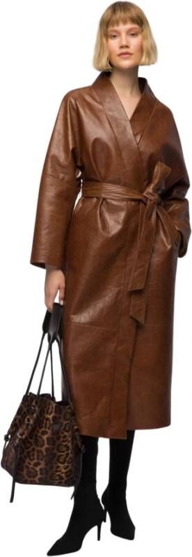 VSP Camelya Brown Leather Coat Brown Dames