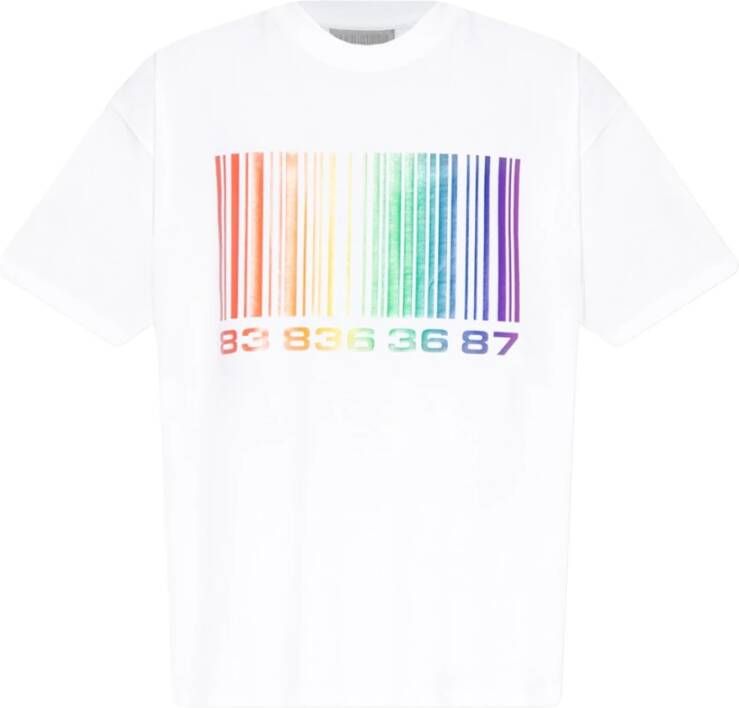Vtmnts T-shirt met barcode-motief Wit Heren