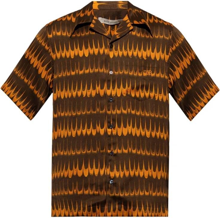 Wales Bonner Bruine Rhythm Shirt met Oranje Patroon Brown Heren