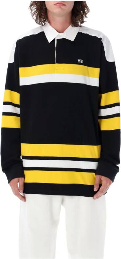 Wales Bonner Polo shirt met lange mouwen Black Heren