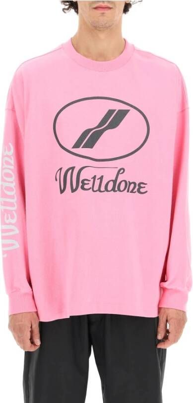 We11Done Roze katoenen oversized sweatshirt Roze Heren