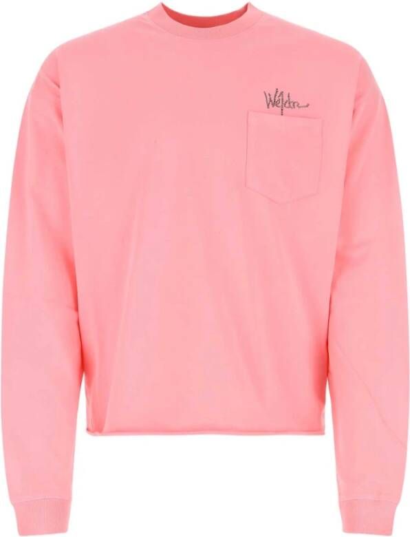 We11Done Roze katoenen oversized t-shirt Roze Dames