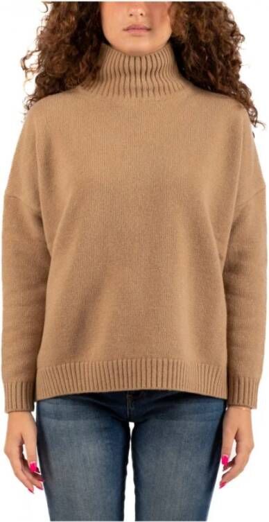 Max Mara Kameel Trui met Hoge Hals en Lange Mouwen Beige Dames