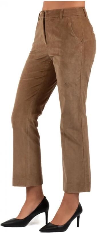 Max Mara Weekend Ribfluwelen Katoenen Wijde Broek Brown Dames