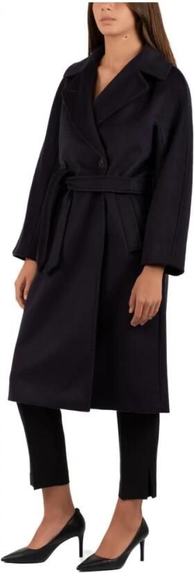 Max Mara Blauwe wollen jas met dubbele rij knopen Blue Dames