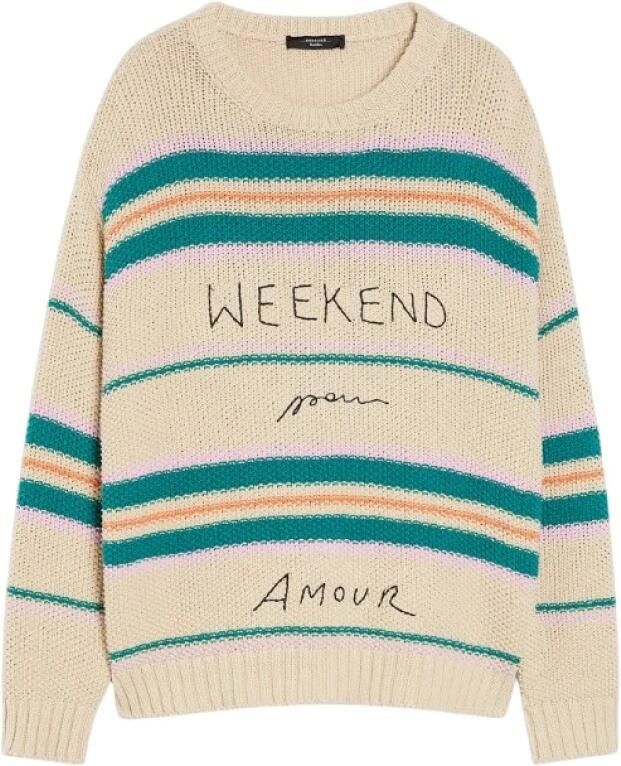 Weekend Gestreepte katoenen trui met borduurwerk Multicolor Dames - Foto 4