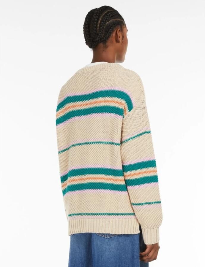 Weekend Gestreepte katoenen trui met borduurwerk Multicolor Dames - Foto 2