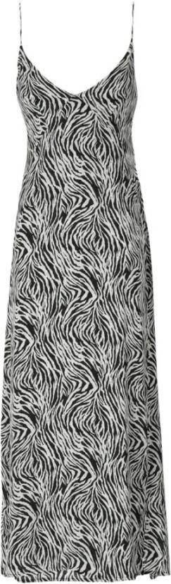 Weili Zheng Zebra Print Midi Jurk Black Dames