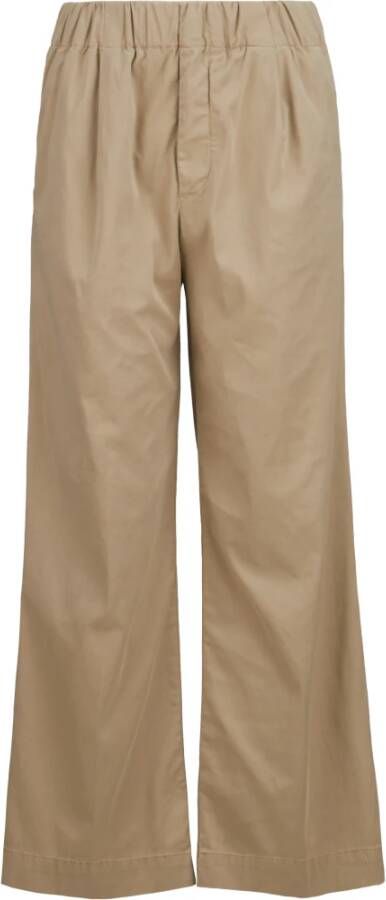 White Sand Brede broek met een elastische tailleband Beige Dames