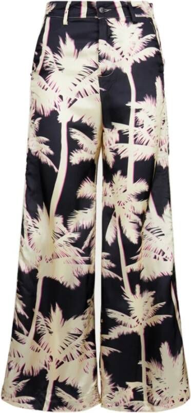 White Sand Broek met bloemenprint Zwart Dames