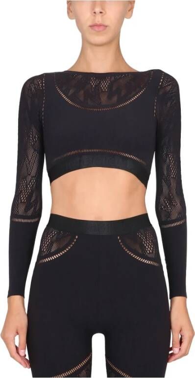 Wolford Perforated Crop Top Zwart Dames