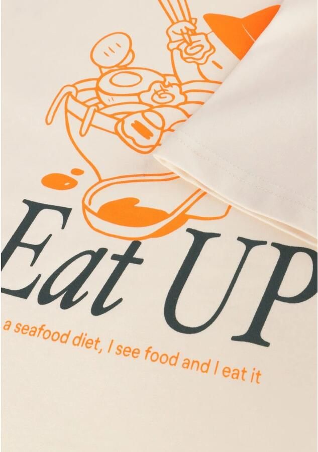 WOODBIRD Heren Polo's & T-shirts Wbbaine Eat Tee Gebroken Wit