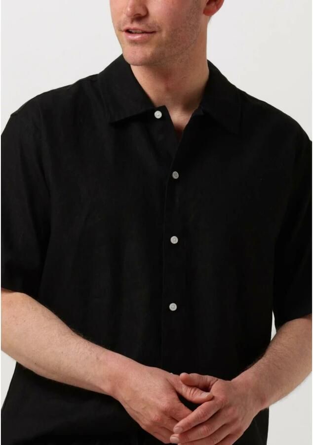 Woodbird Zwart Linnen Overhemd Casual Stijl Black Heren