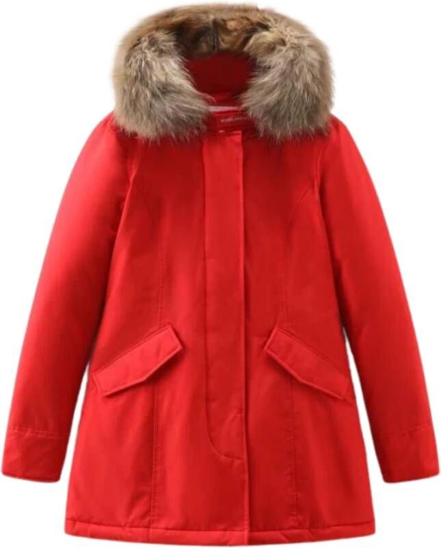 Woolrich Arctic Raccoon Parka Stijlvolle en warme winterjas Red Dames
