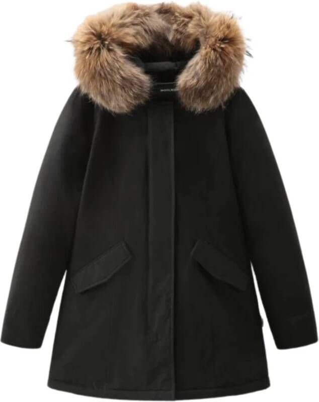 Woolrich Arctic Raccoon Parka Donna Cloth Bont Zwart Dames